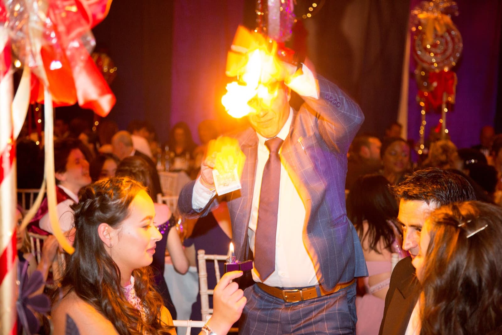 Fire magic at a gala dinner